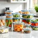 Premium glass food containers set for organized kitchen storage and meal preparation