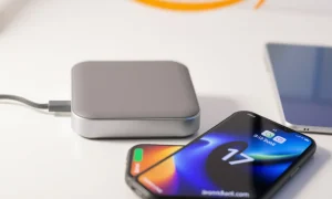 Amazon portable charger for iPhone 17 showing compact design and fast charging capability