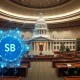 California AI safety bill SB 53 legislative document with neural network visualization representing AI governance