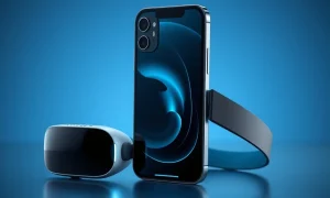 Apple's revolutionary foldable iPhone prototype with innovative hinge technology displayed alongside Vision Air headset