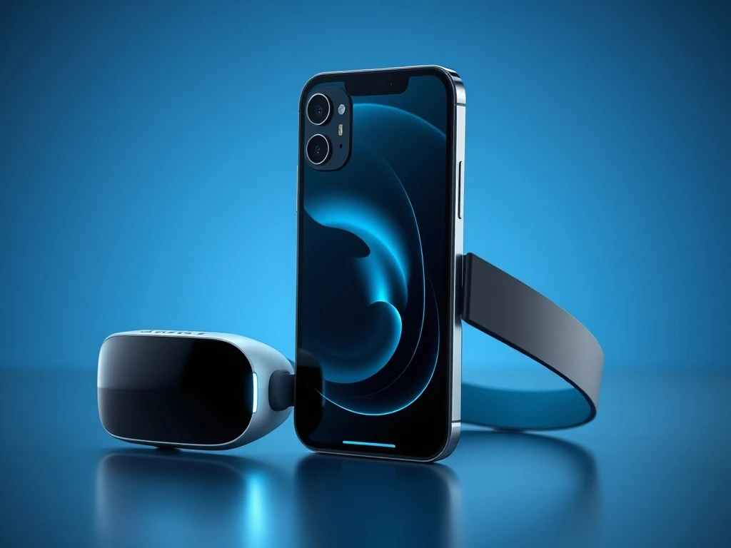 Apple's revolutionary foldable iPhone prototype with innovative hinge technology displayed alongside Vision Air headset