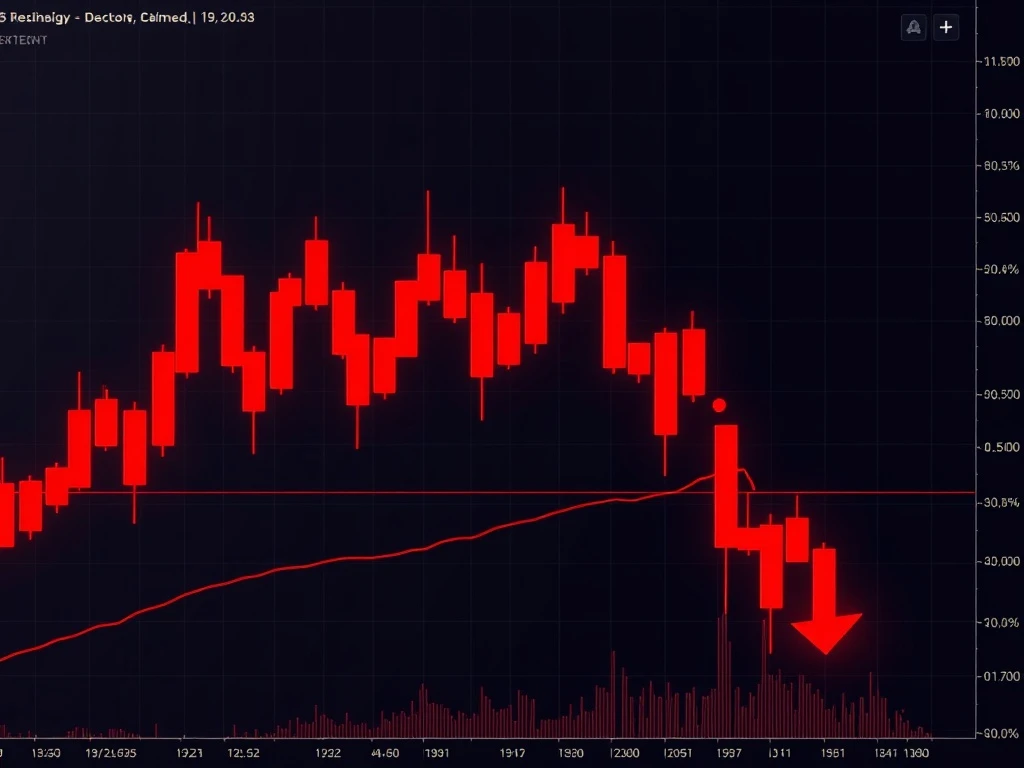 ATM cryptocurrency dramatic price crash chart showing extreme market volatility and investor panic