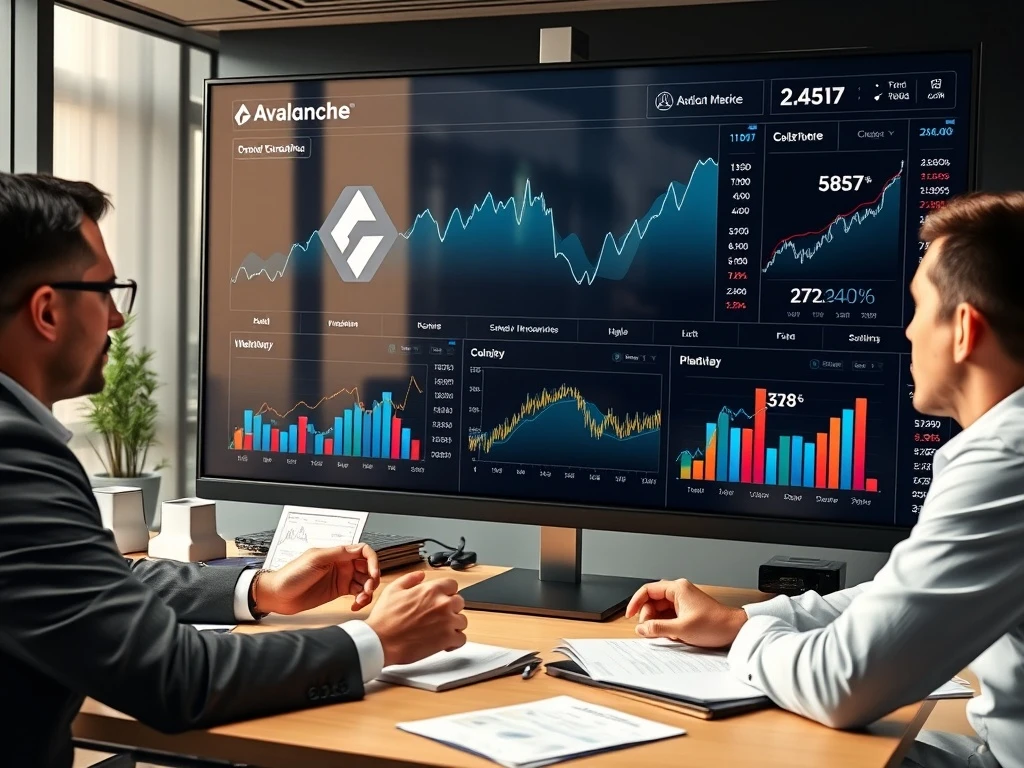 AVAX ETF institutional investment dashboard showing blockchain performance metrics and regulatory compliance indicators
