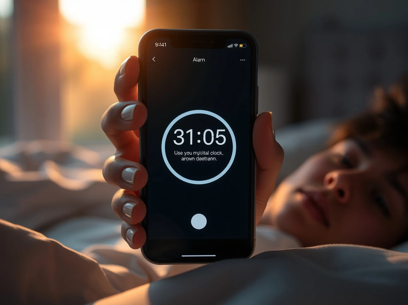 Awake alarm clock app requiring mission completion to stop morning alarm