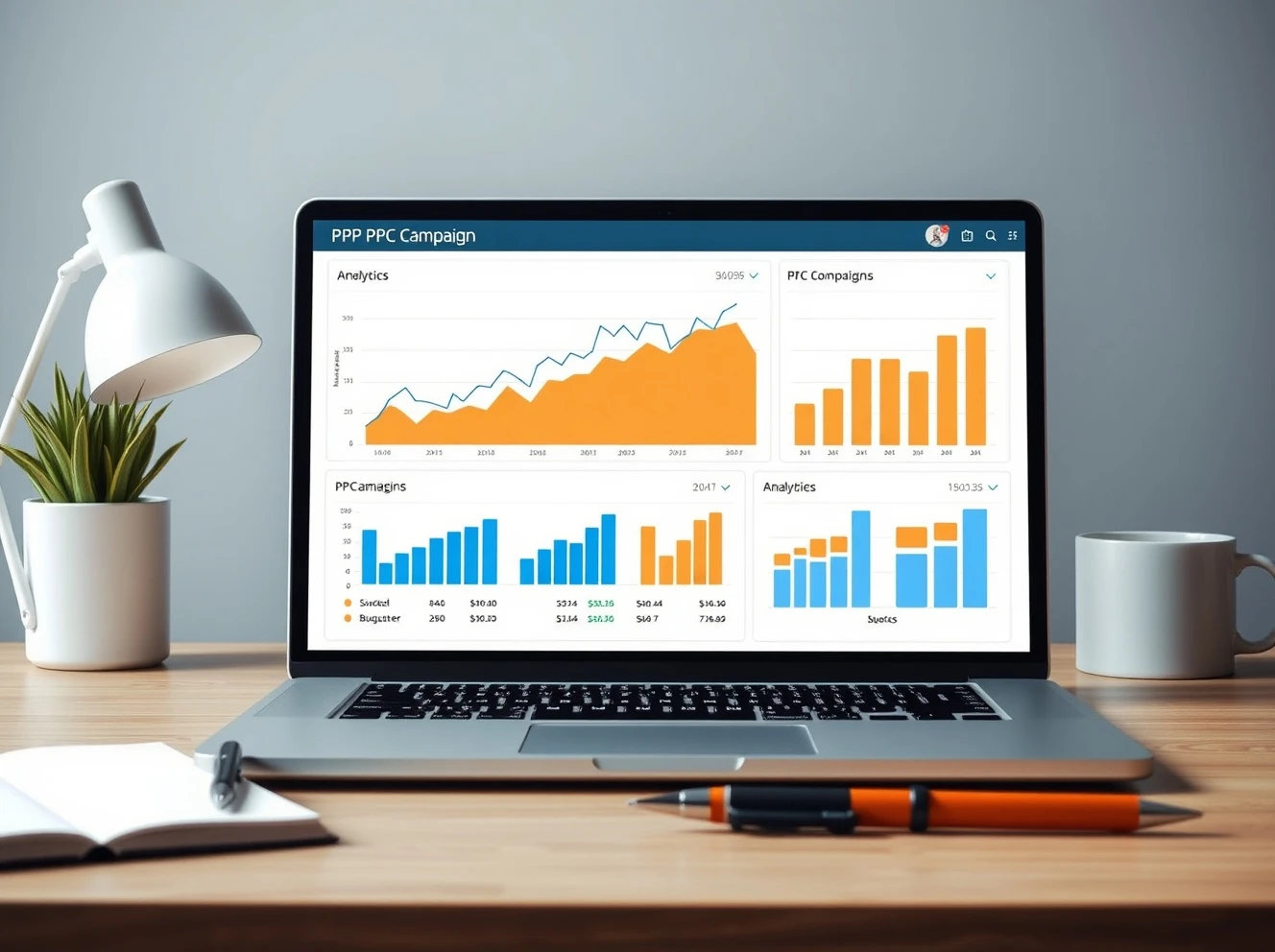 Award-winning PPC strategy analytics dashboard showing successful campaign performance metrics