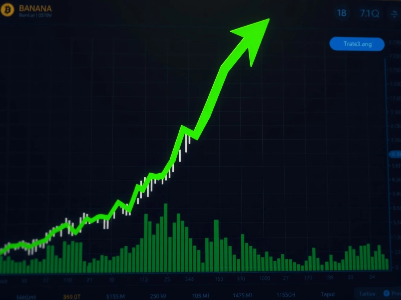 BANANA cryptocurrency dramatic price surge chart showing extreme volatility and trading patterns