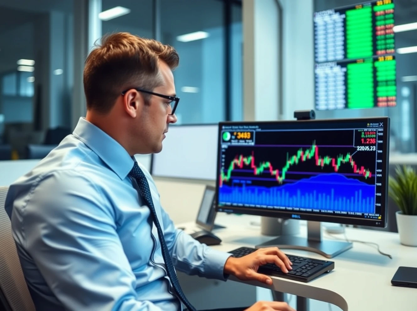 Bank of America analyst reviewing Dell stock outlook with financial charts and market data
