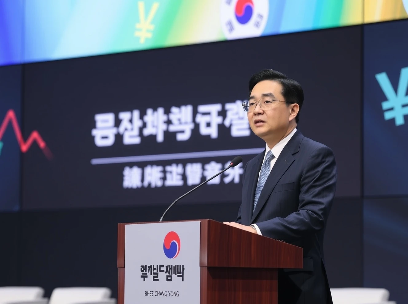 Bank of Korea Governor discussing won-pegged stablecoin concerns at financial conference