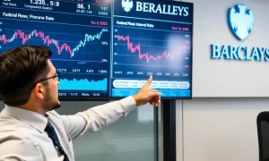 Analyst discussing crucial Fed rate cuts prediction with economic charts