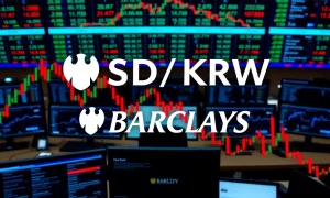 Barclays USD/KRW forecast showing volatile trading range analysis on financial charts