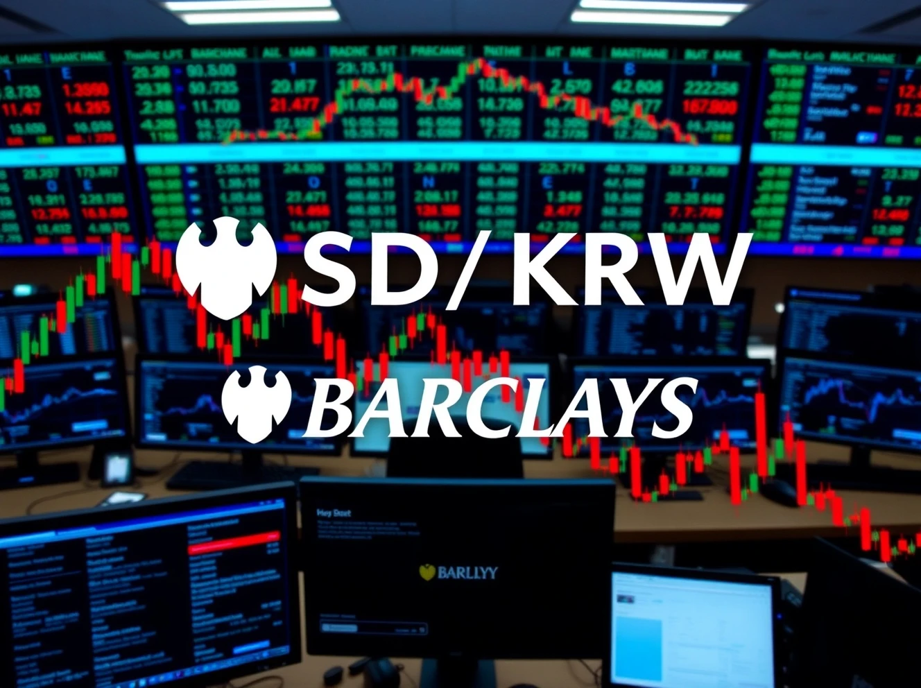 Barclays USD/KRW forecast showing volatile trading range analysis on financial charts