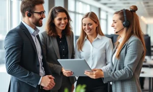 Local IT support professional assisting business team with technology solutions in modern office environment