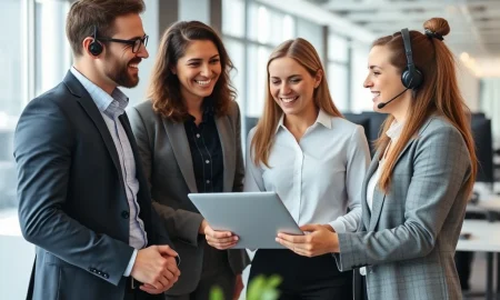 Local IT support professional assisting business team with technology solutions in modern office environment