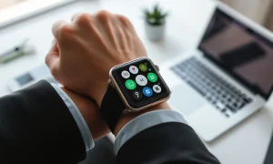 Apple Watch productivity apps displayed on watch face showing task management and calendar interfaces