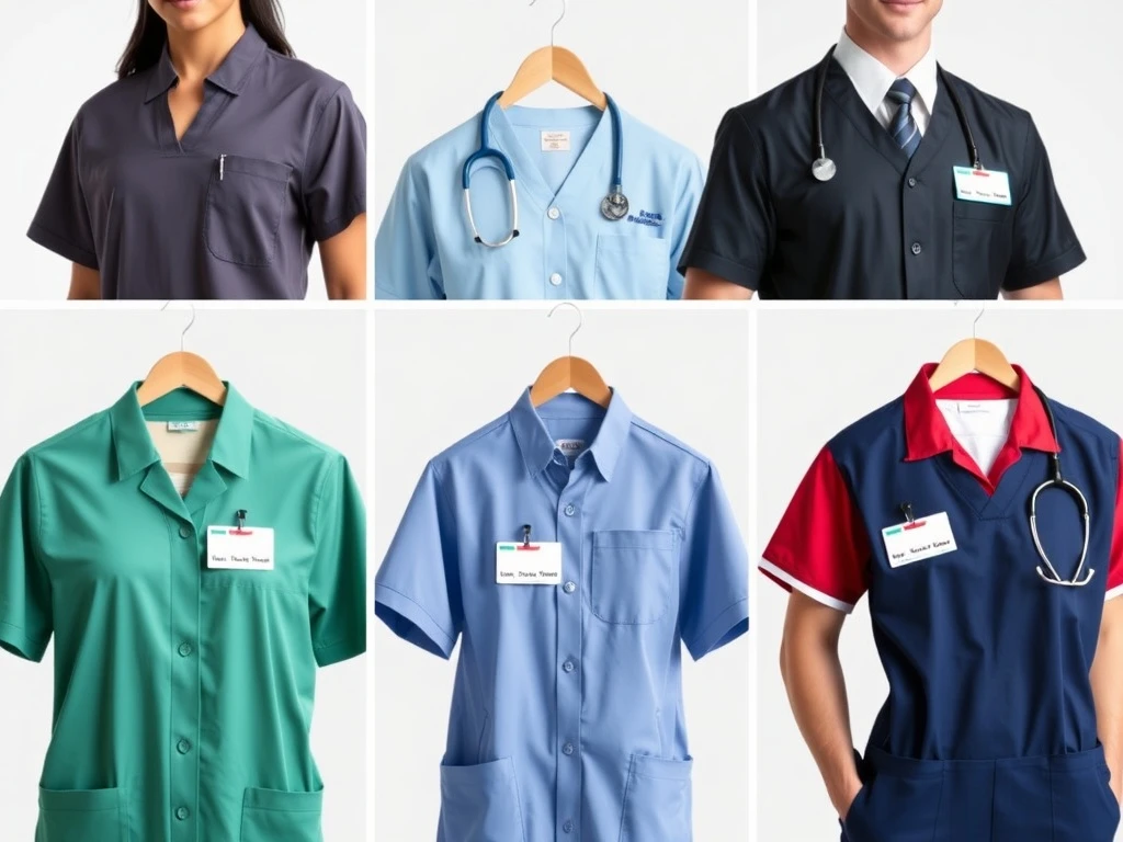 Professional custom name tags for business identification on various uniform types
