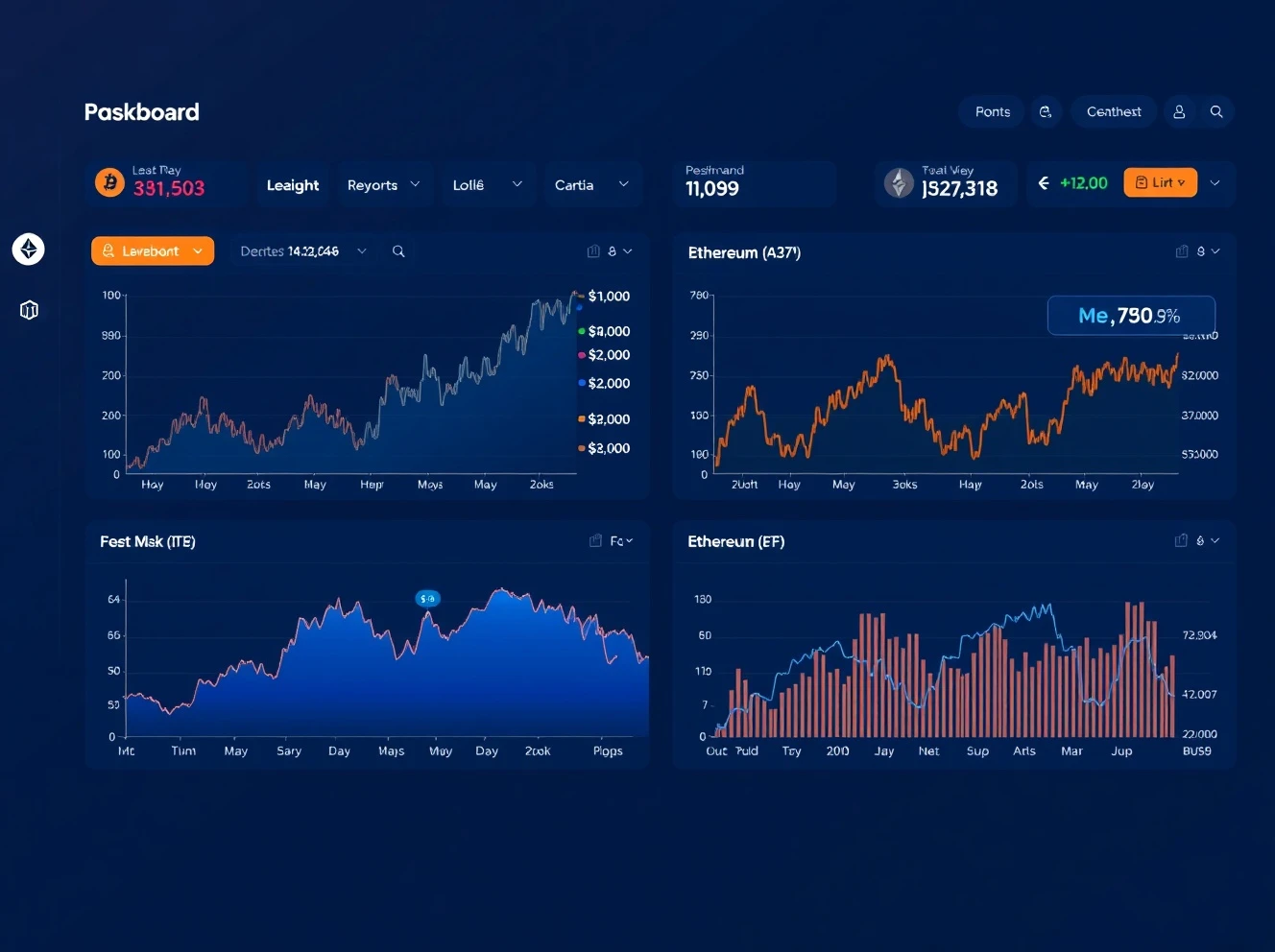 BETH ETF performance dashboard showing Bitcoin and Ethereum market cap allocation with growth metrics