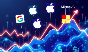 Big Tech stocks market surge showing major technology companies gaining $420 billion in value
