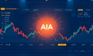 Binance AIA perpetual futures trading dashboard showing 50x leverage options