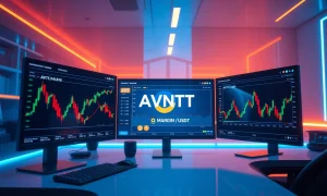 AVNT/USDT margin trading interface on Binance exchange showing real-time charts and trading tools
