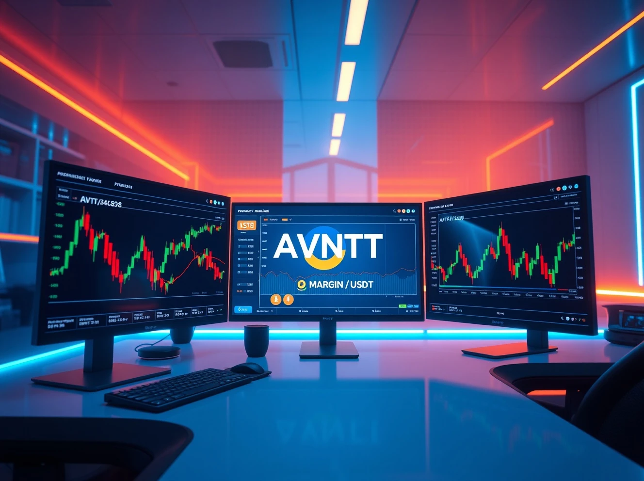 AVNT/USDT margin trading interface on Binance exchange showing real-time charts and trading tools