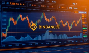 Binance OPEN perpetual futures trading dashboard with leverage indicators and price charts