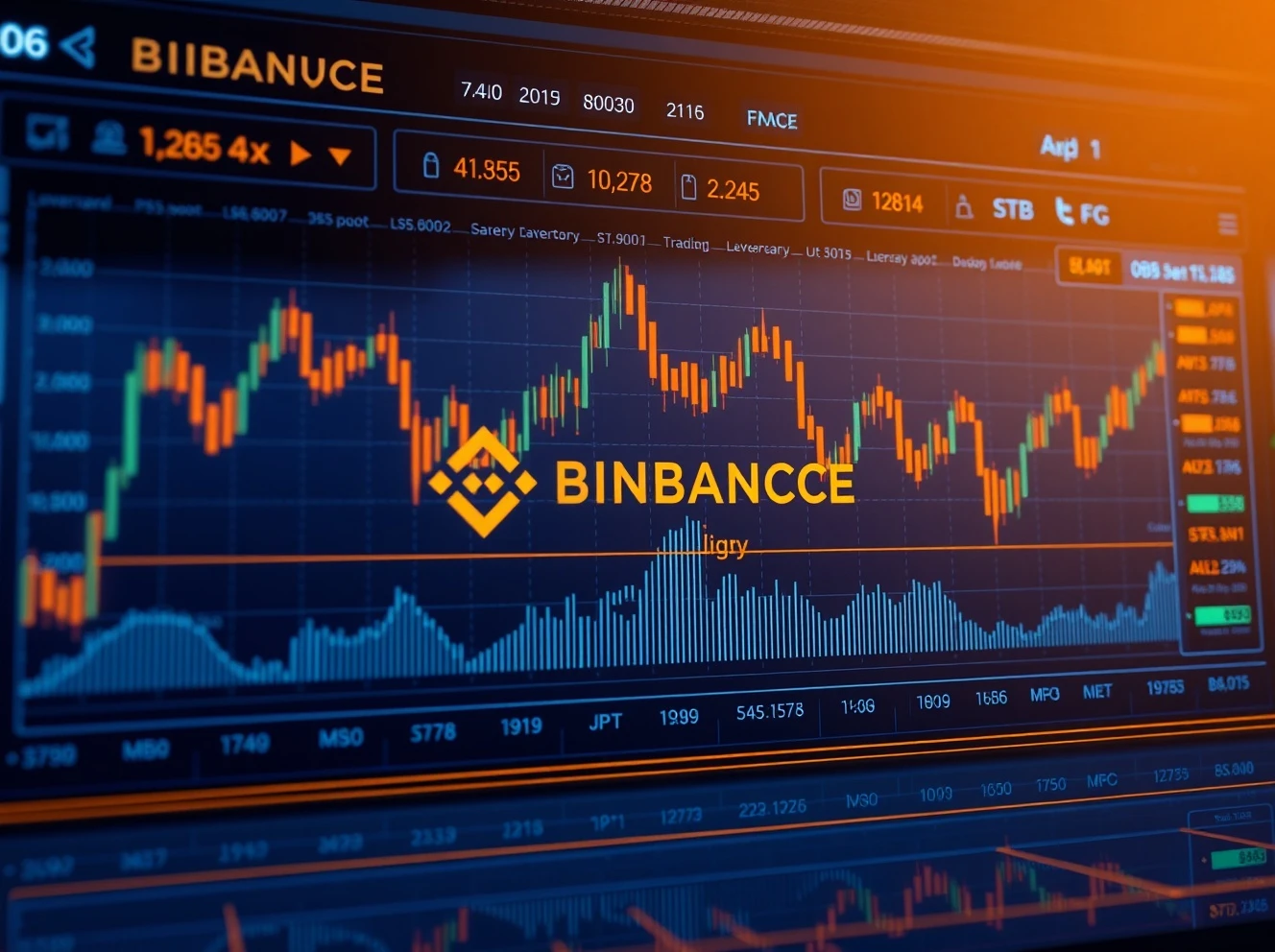 Binance OPEN perpetual futures trading dashboard with leverage indicators and price charts