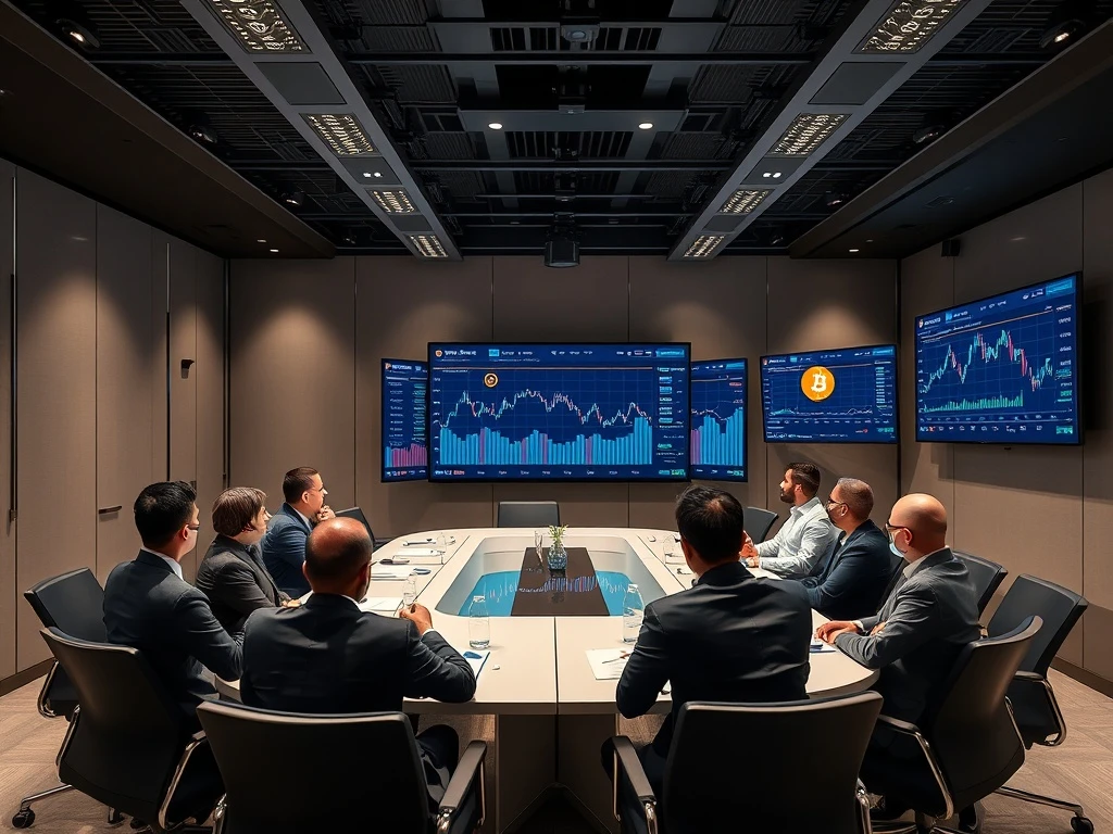 Corporate leaders discussing Bitcoin adoption strategy in Southeast Asian boardroom meeting
