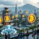 Future Bitcoin community hub in Bali integrating AI education and sustainable living with digital currency infrastructure