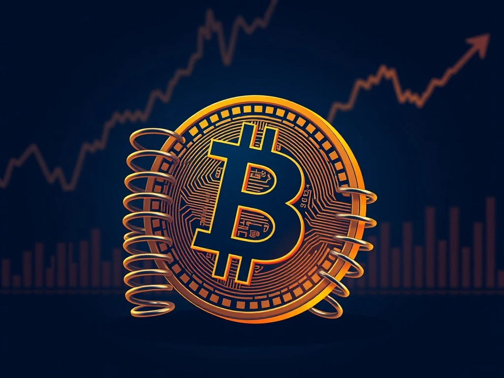 Bitcoin compression analysis showing coiled spring ready for explosive price movement