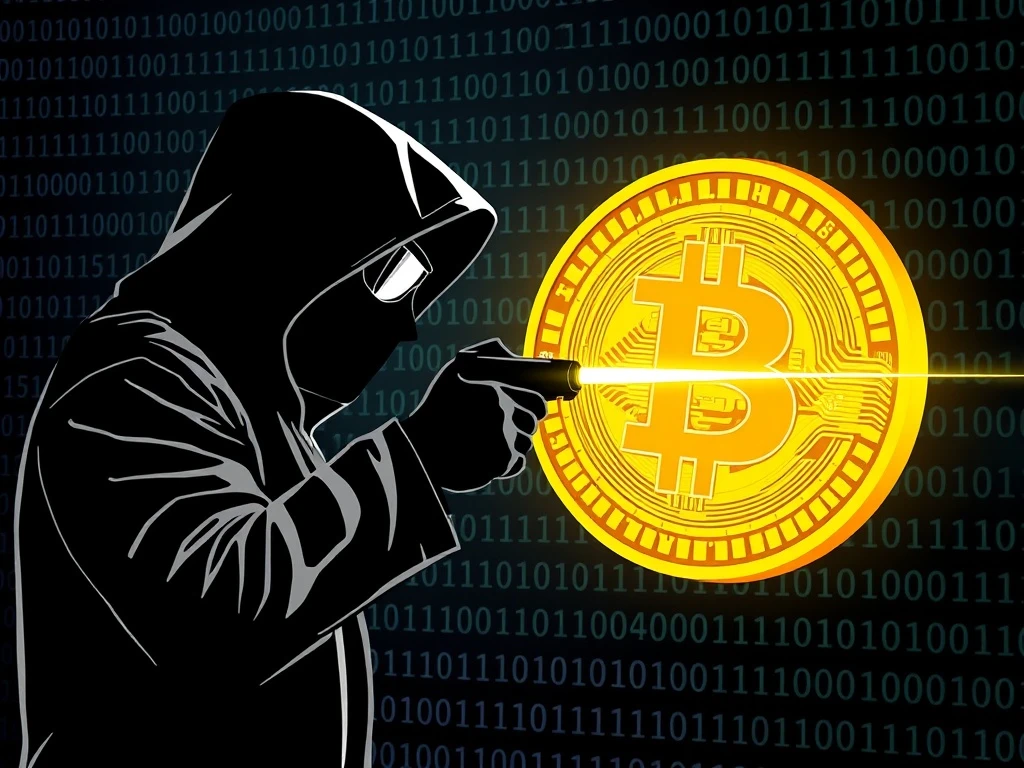 Sophisticated crypto heists targeting Bitcoin and digital assets security breach illustration