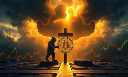 Bitcoin death cross chart showing critical market decision point with bearish and bullish indicators conflicting