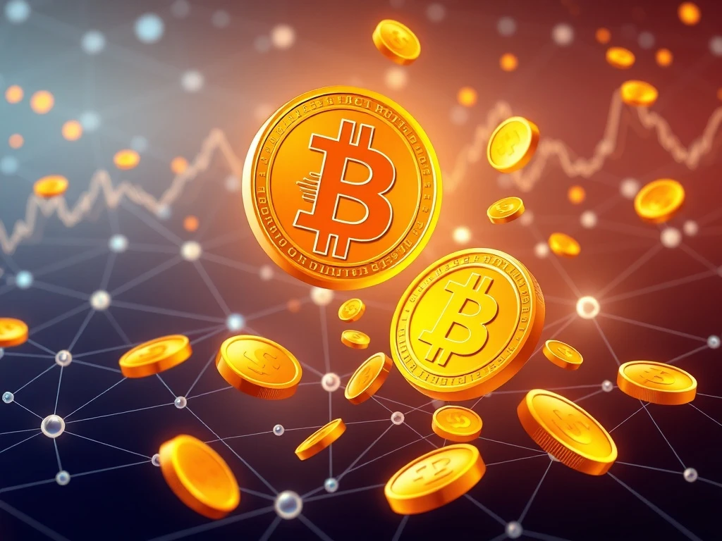 Bitcoin DeFi ecosystem showing digital coins flowing into decentralized lending protocols