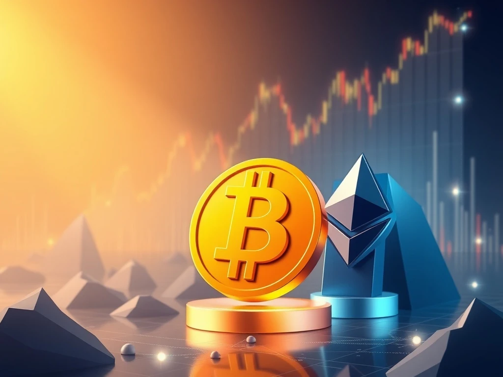 Bitcoin dominance illustrated with major cryptocurrencies competing in evolving market landscape