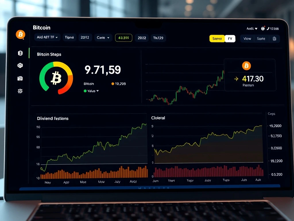 Bitcoin ETF dividend yields performance dashboard showing high returns and investment growth strategies