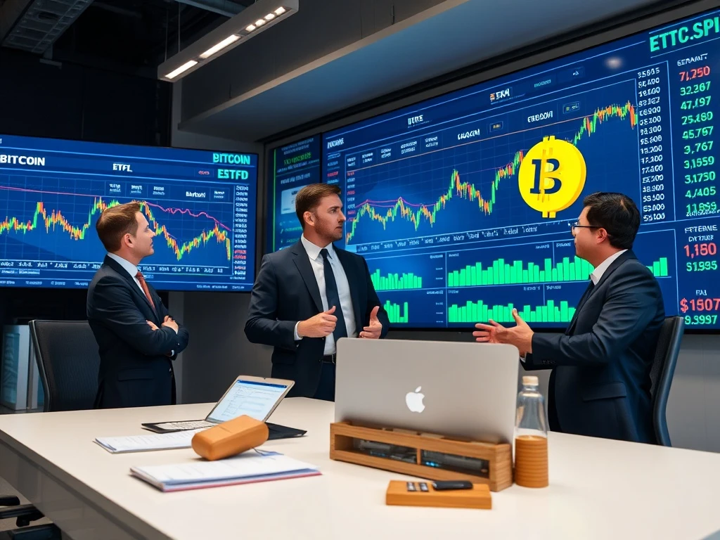 Bitcoin ETF institutional investment dashboard showing massive Q3 2025 inflows and portfolio rebalancing strategy