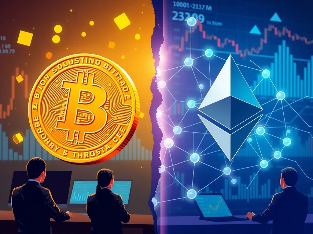 Strategic crypto investment analysis showing Bitcoin and Ethereum as complementary assets in diversified portfolios