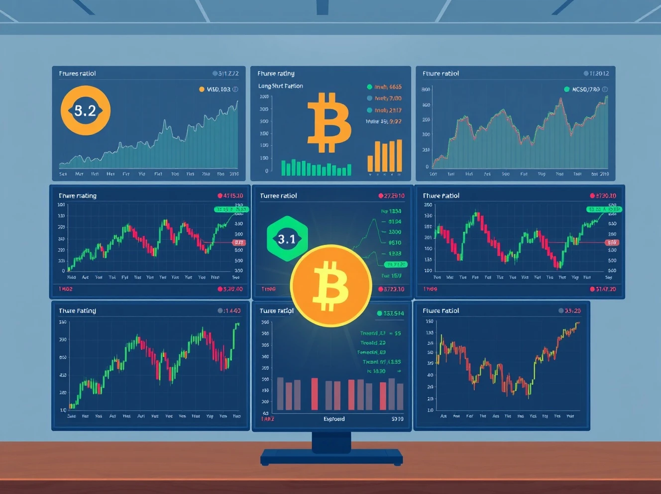 Bitcoin futures long/short ratio dashboard showing market sentiment analysis across crypto exchanges