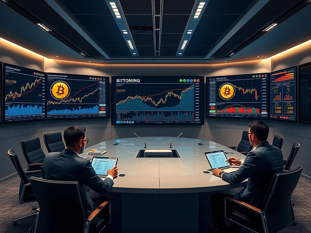 Corporate Bitcoin institutional adoption strategy meeting analyzing cryptocurrency investment portfolio
