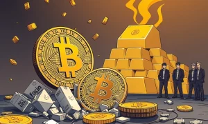 Bitcoin institutional buying analysis showing price fragility amid gold surge