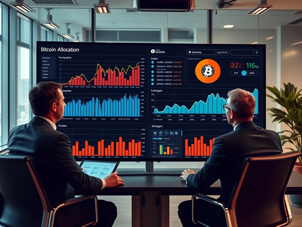 Strategic Bitcoin allocation in institutional portfolios showing diversification benefits and risk management