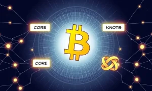 Bitcoin Knots network split showing ideological division in cryptocurrency governance