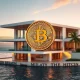 Bitcoin luxury real estate transaction showcasing digital currency integration with high-end property investments