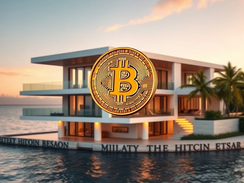 Bitcoin luxury real estate transaction showcasing digital currency integration with high-end property investments