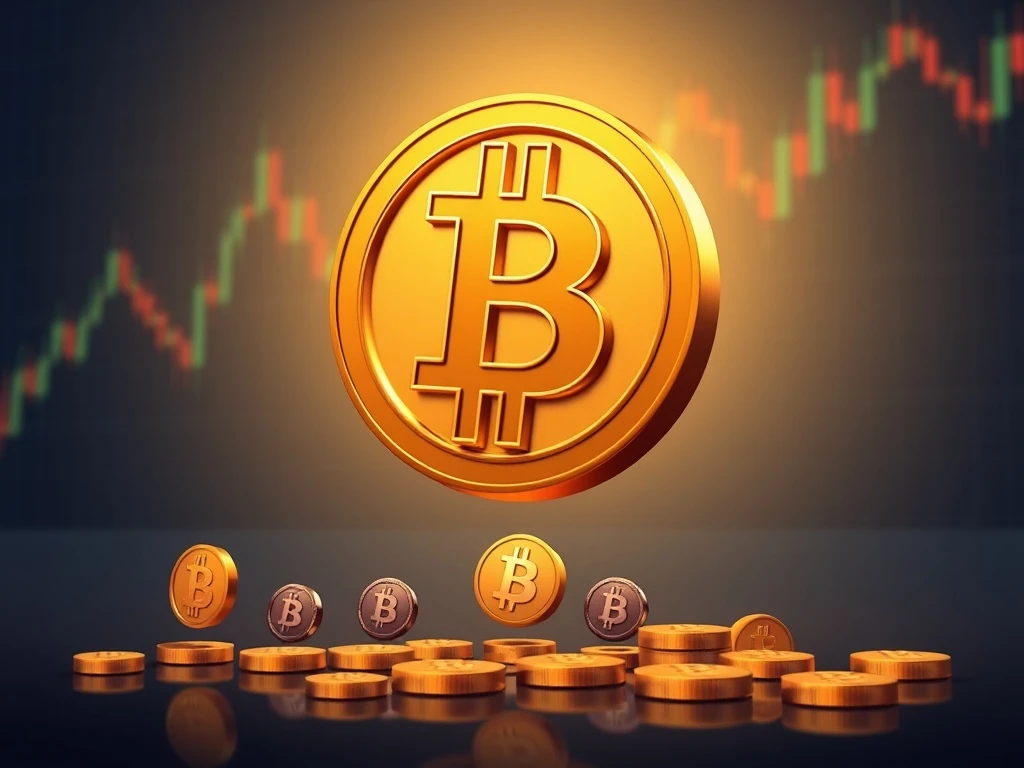 Bitcoin market dominance shown as large BTC symbol overshadowing fading altcoins with investors moving toward safety
