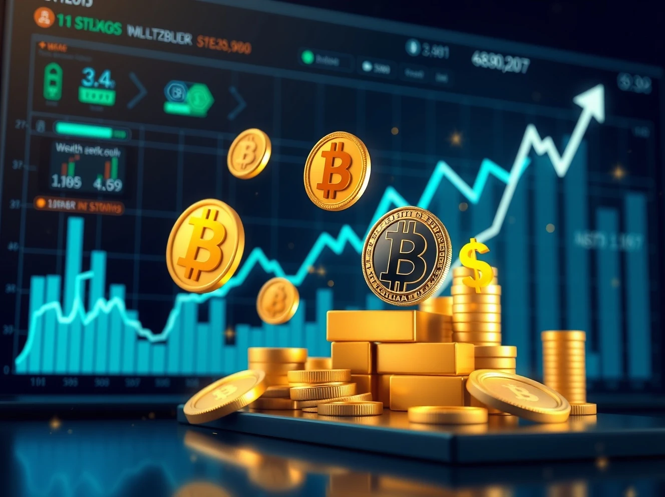 Bitcoin millionaires wealth growth visualization showing digital currency transformation