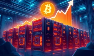 Bitcoin miners achieving record production despite rising network difficulty with advanced mining equipment