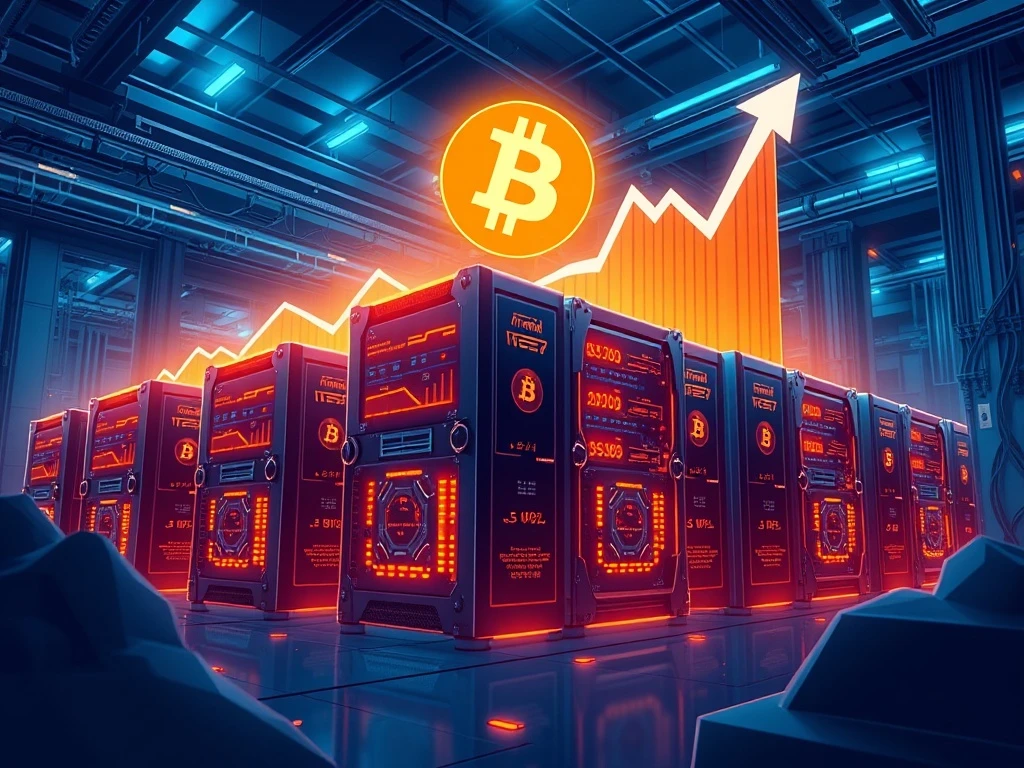 Bitcoin miners achieving record production despite rising network difficulty with advanced mining equipment