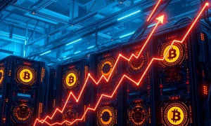 Bitcoin mining difficulty visualization showing computational intensity and network hash rate metrics