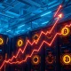 Bitcoin mining difficulty visualization showing computational intensity and network hash rate metrics