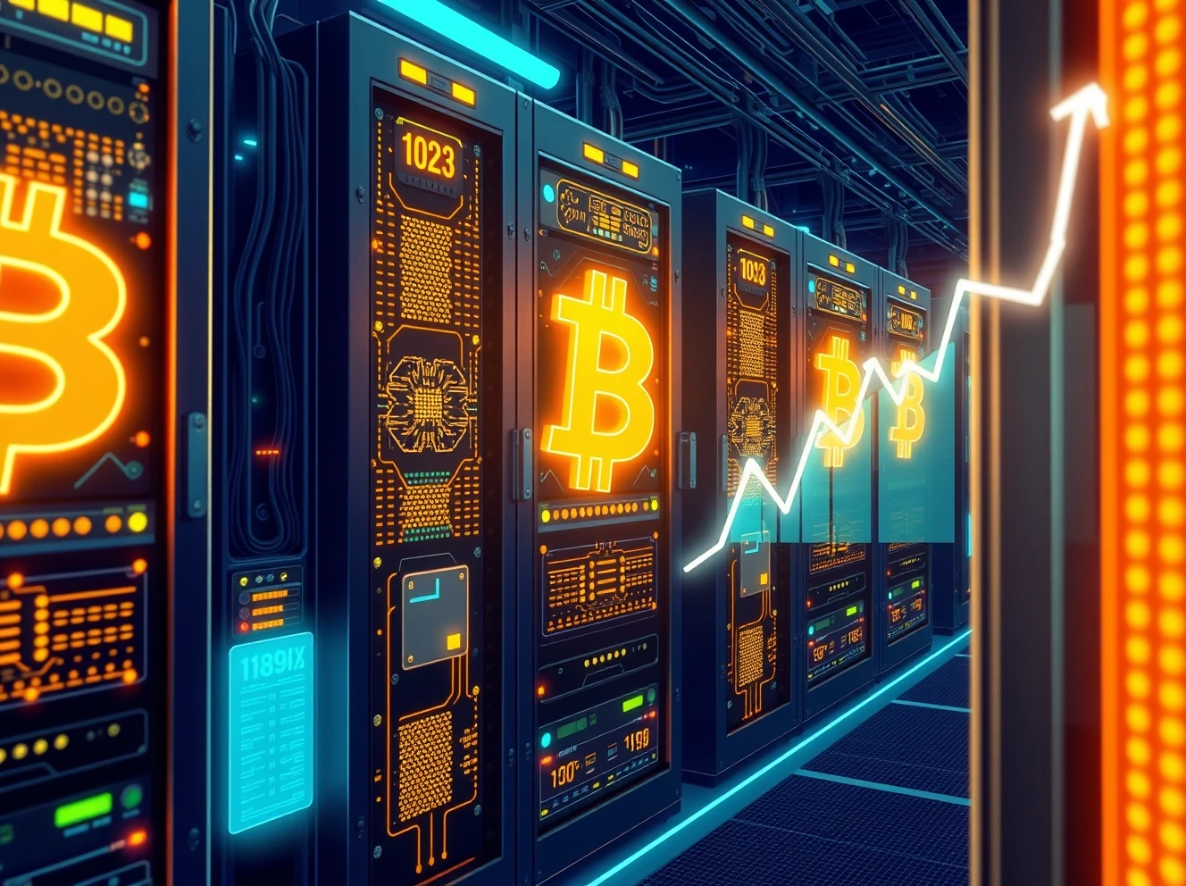 Bitcoin mining difficulty visualization showing network security strength and computational power